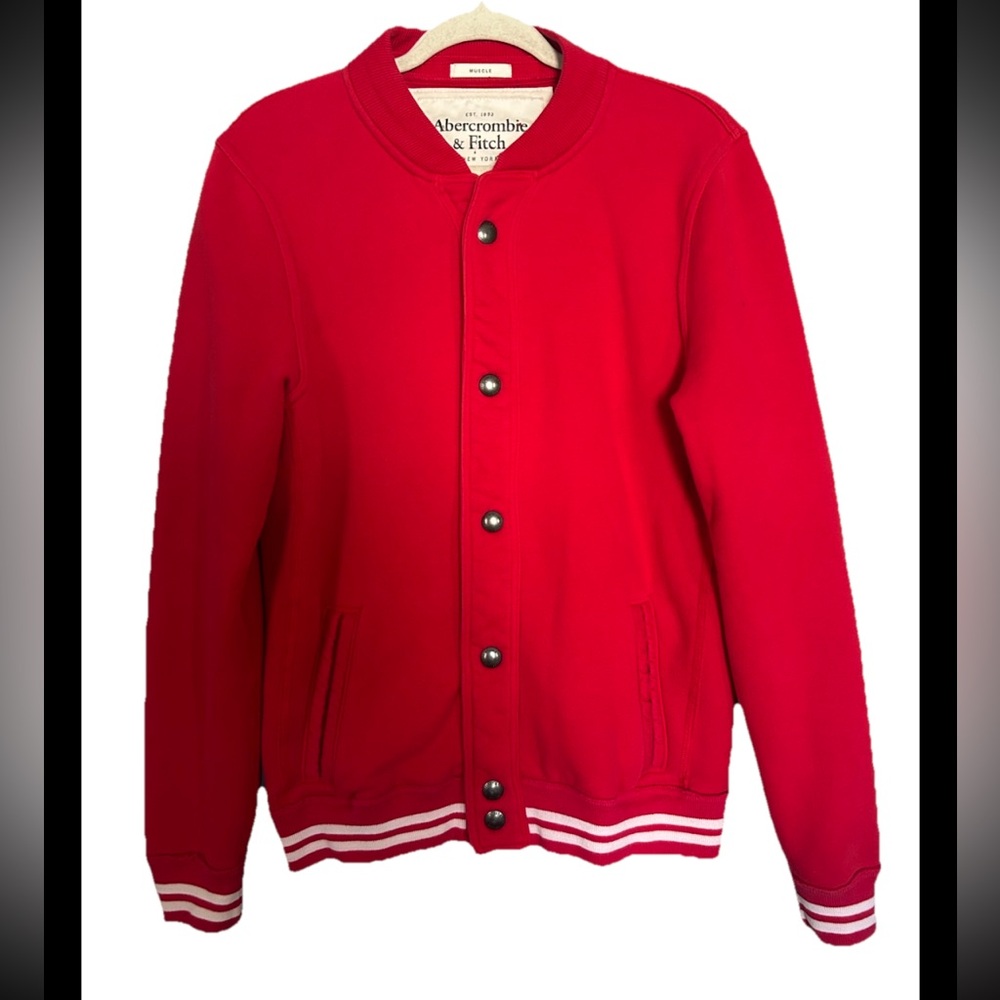 Abercrombie & Fitch Vintage Varsity Button Up Bomber Jacket Men’s Medium